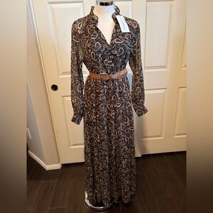 Lucky Brand Long Sleeve Paisley Dress